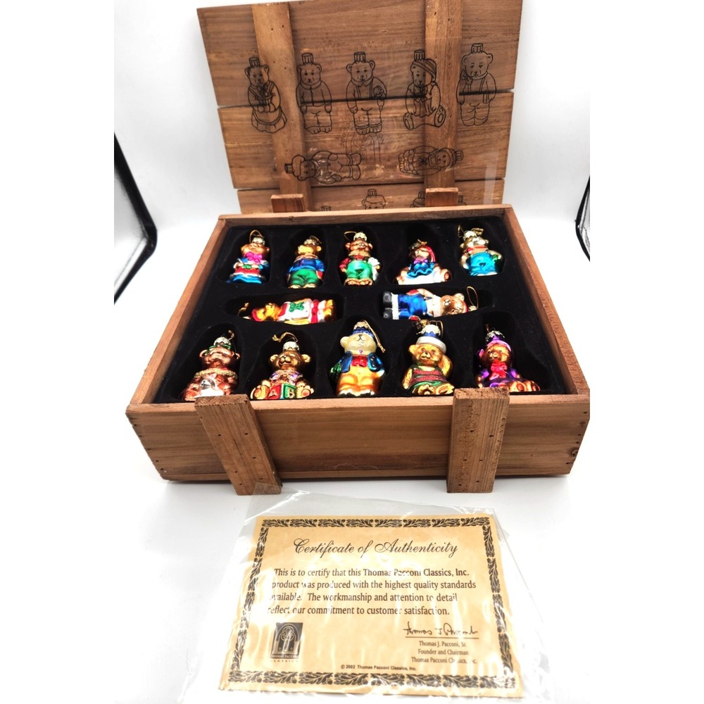 THOMAS PACCONI 2002 CLASSICS BLOWN GLASS ORNAMENTS SET OF 12 ~ MINT IN BOX
